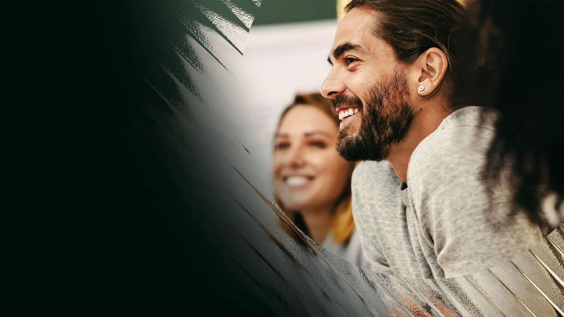 Happy smiling bearded man