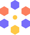 Graphic hexagon icon that contains 6 smaller hexagons