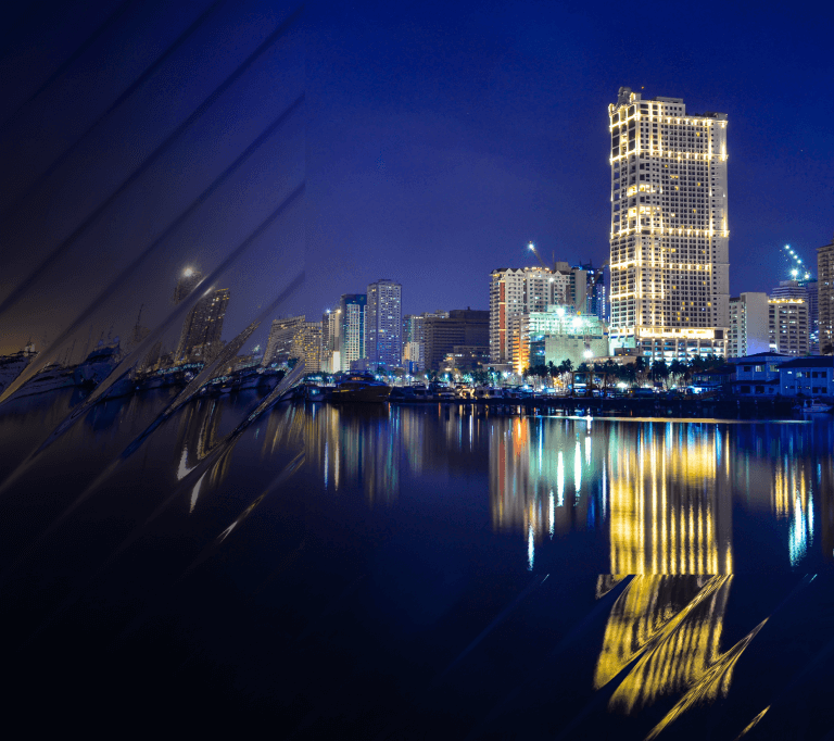 A photo of the Manila harbour at night