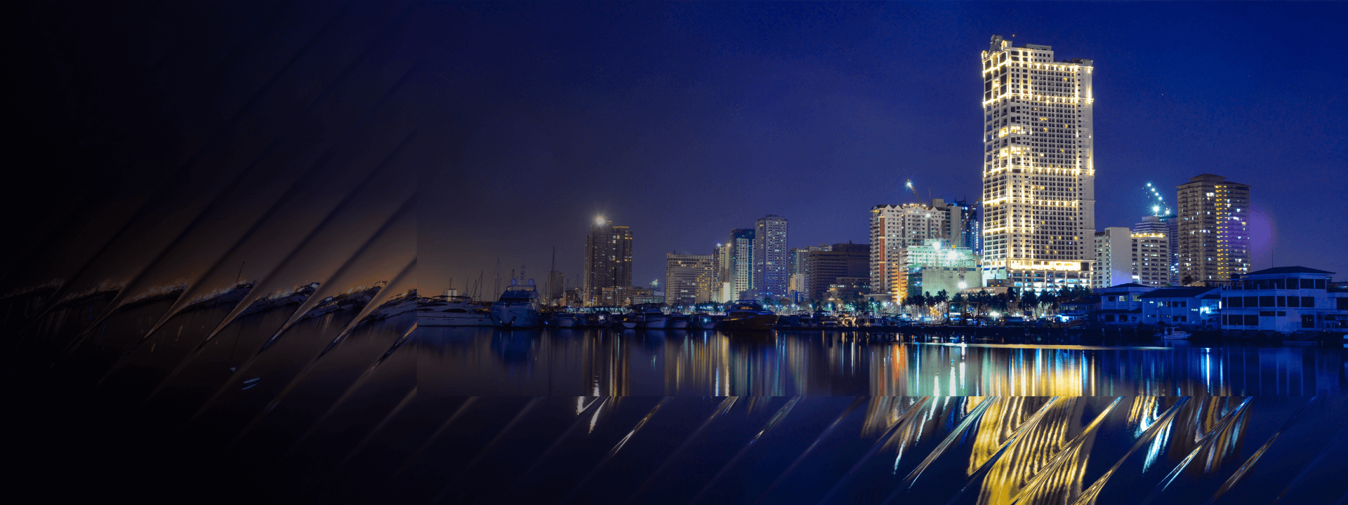 A photo of the Manila harbour at night