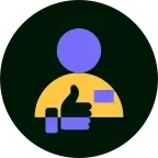 An employee silhouette with a thumbs up