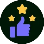 A thumbs up with stars around it