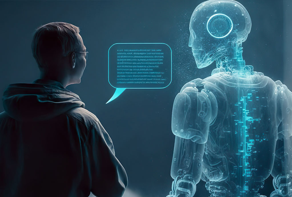 human talking to artificial intelligence