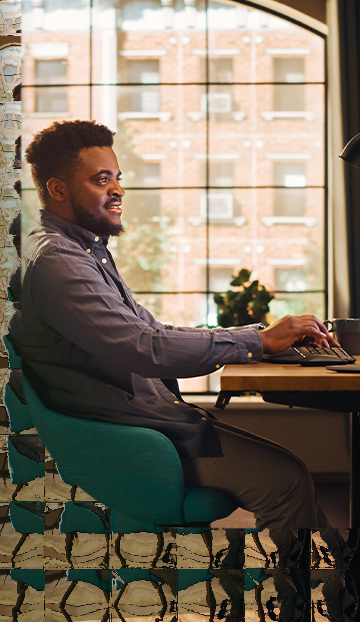 Man working from home using his desktop