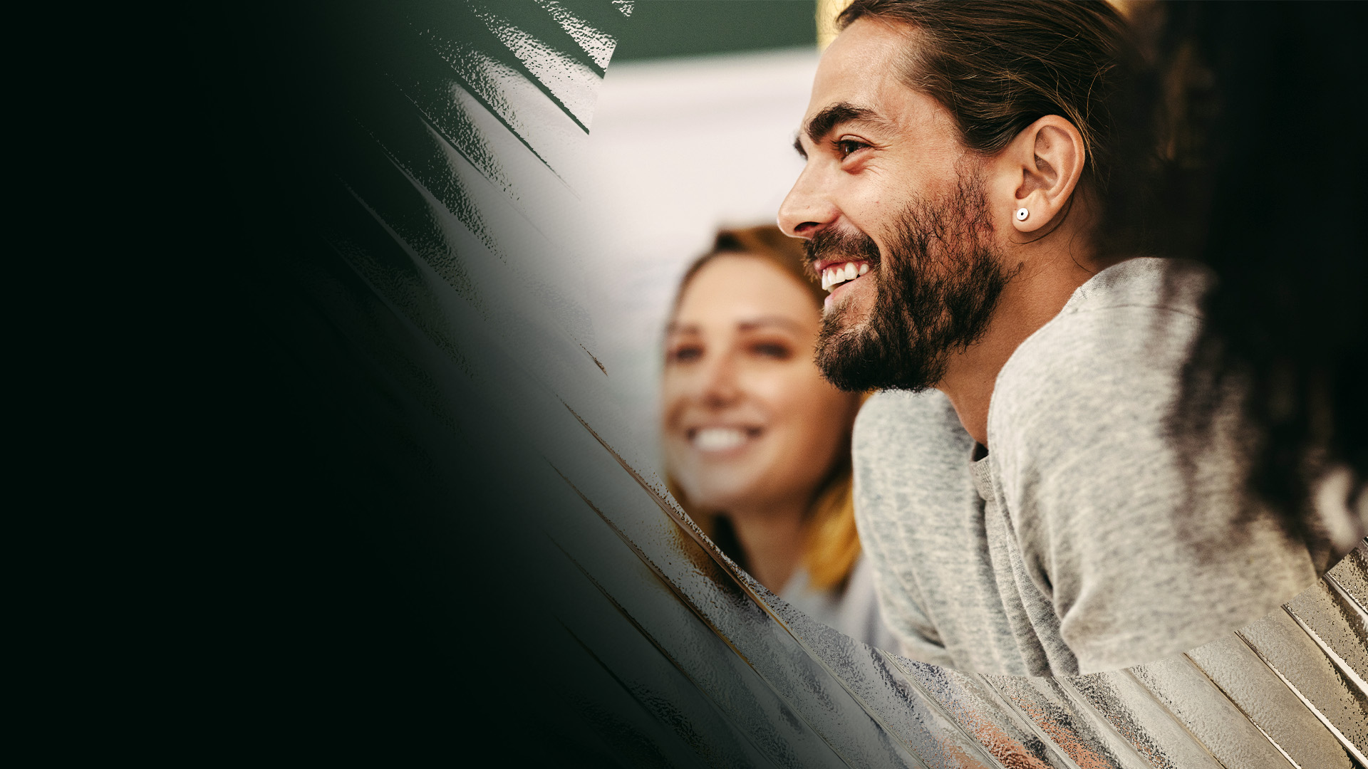 Happy smiling bearded man