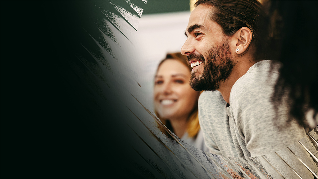 Happy smiling bearded man