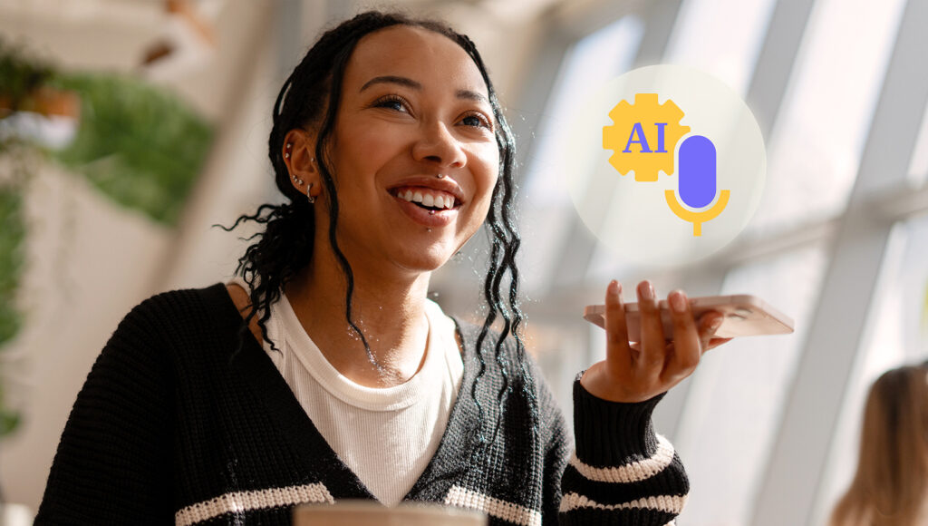 Girl holding AI icon