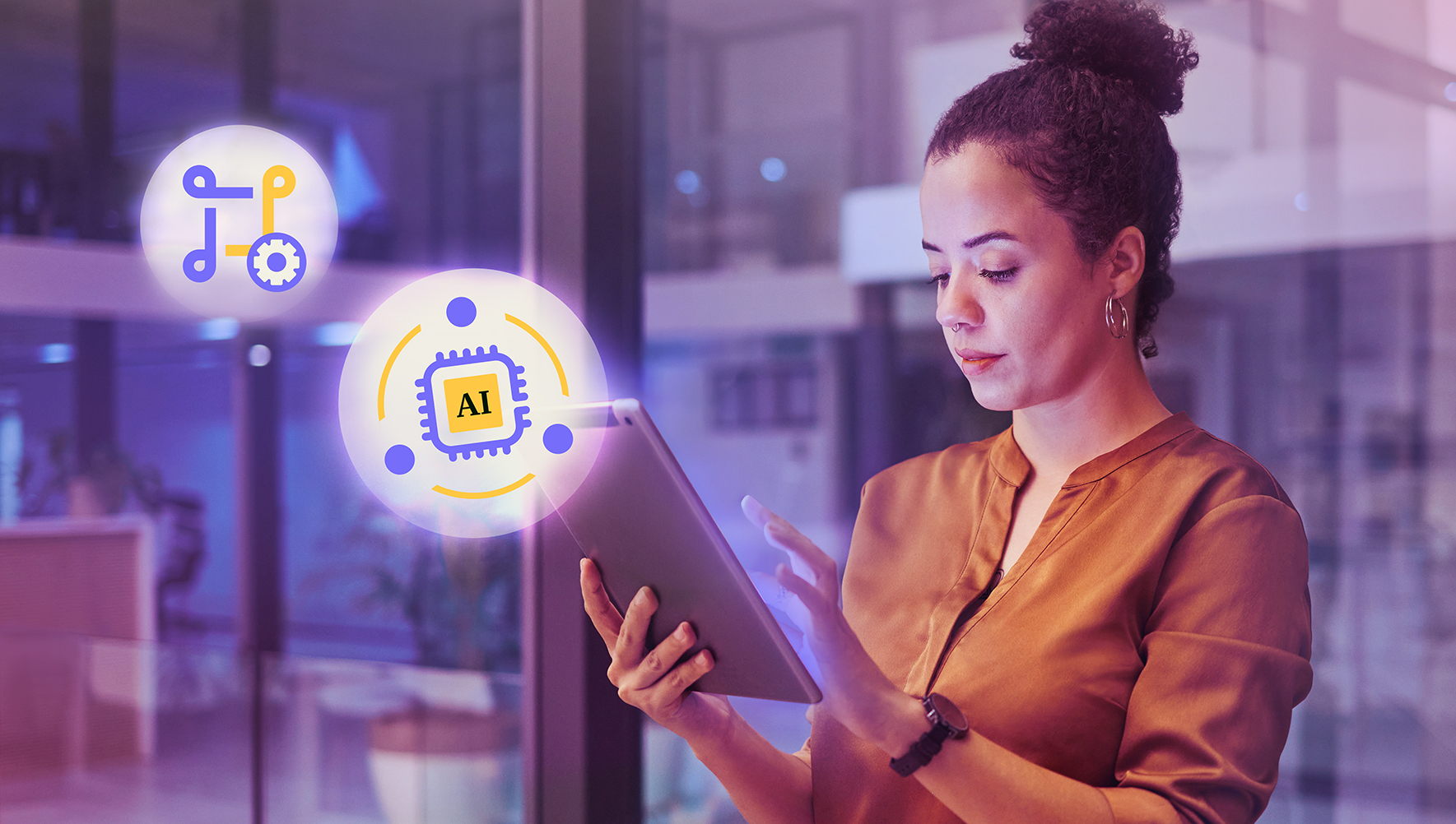 Girl holding an iPad