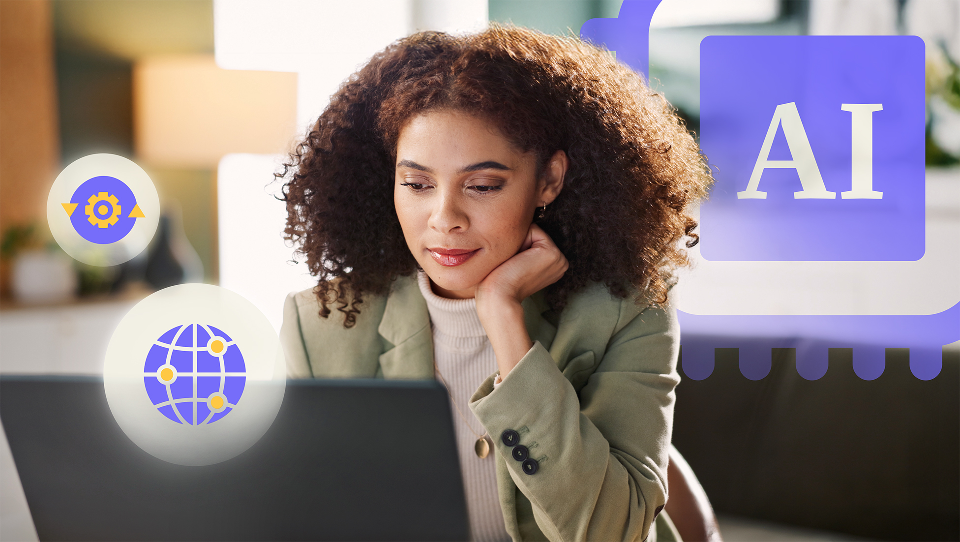 Woman looking at a computer
